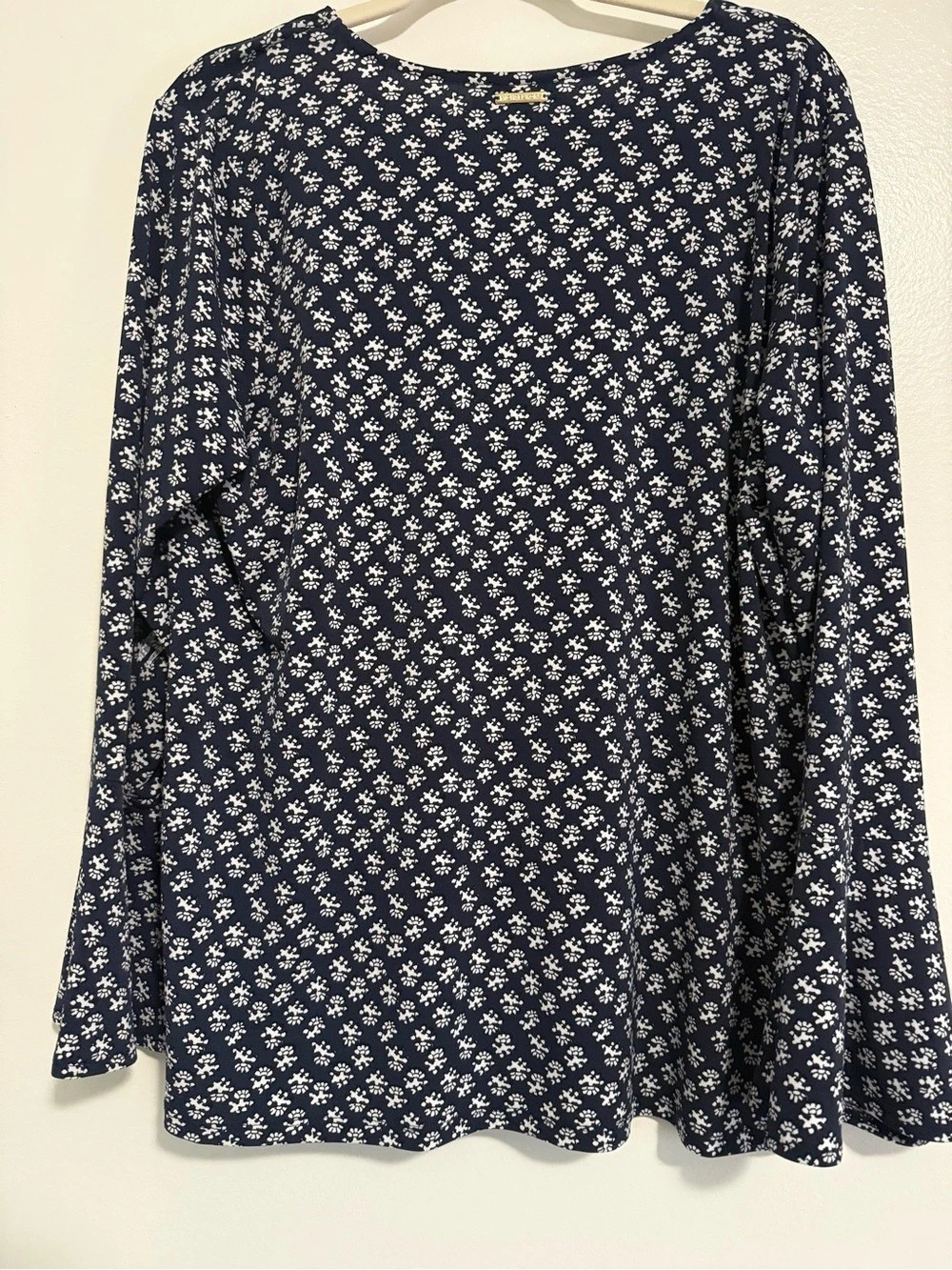 Michael Kors Floral Long Sleeve Tunic Blue & White Size Medium